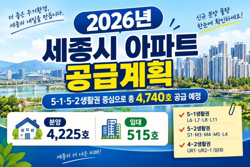 2026년 세종시 아파트 공급계획 총정리