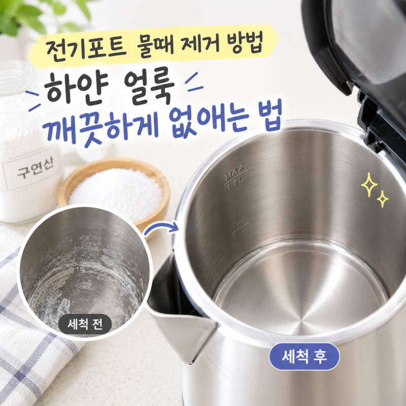 전기포트 하얀 얼룩 물때 원인과 구연산으로 깨끗하게 세척하는 방법