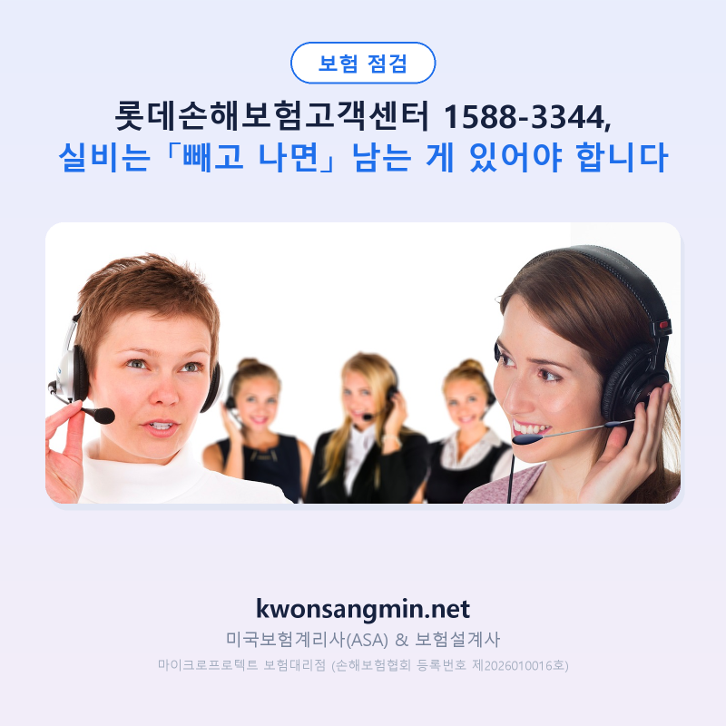 롯데손해보험고객센터 1588-3344, 실비는 「빼고 나면」 남는 게 있어야 합니다