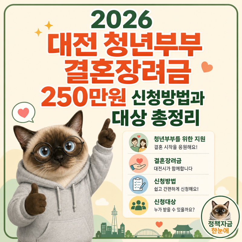 2026 대전 청년부부 결혼장려금 250만원 신청방법과 대상 총정리