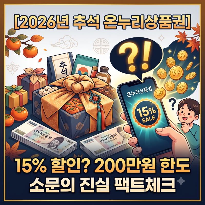 [2026년 추석] 온누리상품권 15% 특별 할인과 200만 원 구매 한도 소문의 진실: 완벽 팩트체크 및....