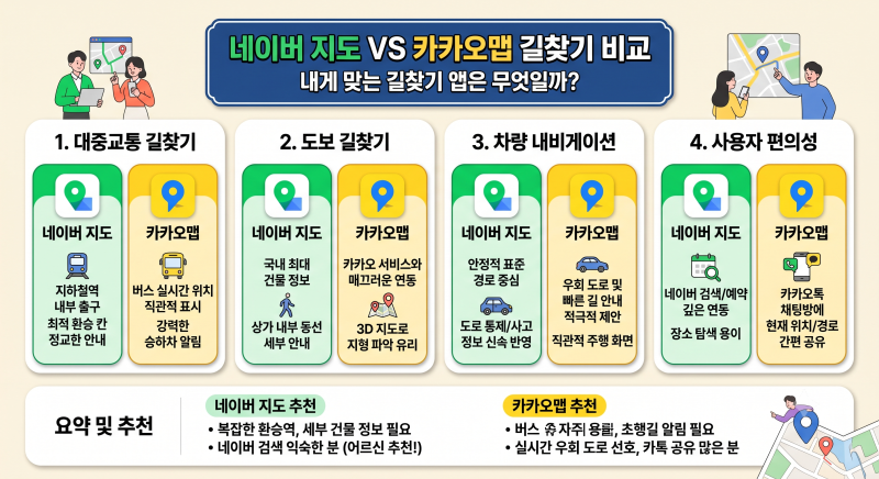 네이버 길찾기 vs 카카오맵 길찾기: 목적에 맞는 지도 앱 선택 가이드 (복지관 수업 후기 포함....