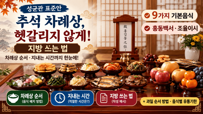 [성균관 표준안] 추석 차례상 순서와 지내는 시간, 지방쓰는 법! 헷갈리지 않게 정리하기... (+....