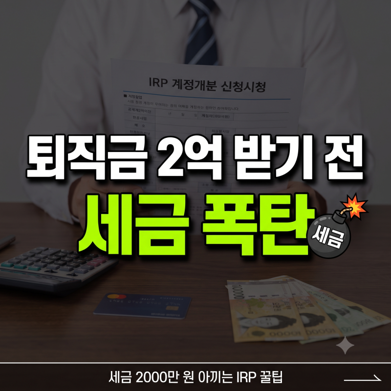 퇴직금 2억 그냥 받으면 세금 폭탄? 퇴직소득세 절약하는 IRP 수령법