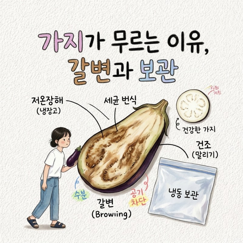 가지가 냉장고에서 물러지는 이유 갈변부터 냉동 보관 말리기까지