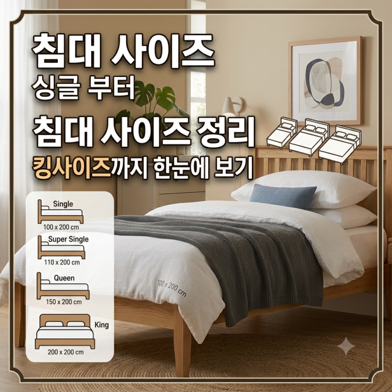 침대 사이즈 종류 완벽 정리 | 싱글부터 킹사이즈까지 한눈에 보기