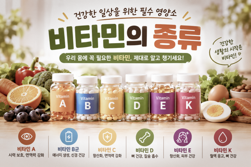 비타민 종류와 효능 한눈에 보기｜수용성·지용성 비타민 차이