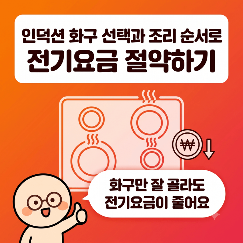 인덕션 화구별 소비전력 차이, 국과 메인 동시조리 순서로 전기요금 낮추는 방법