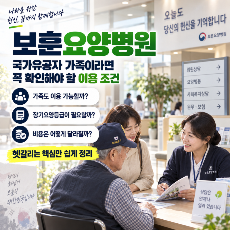 보훈요양병원 국가유공자 가족이라면 꼭 확인해야 할 이용 조건
