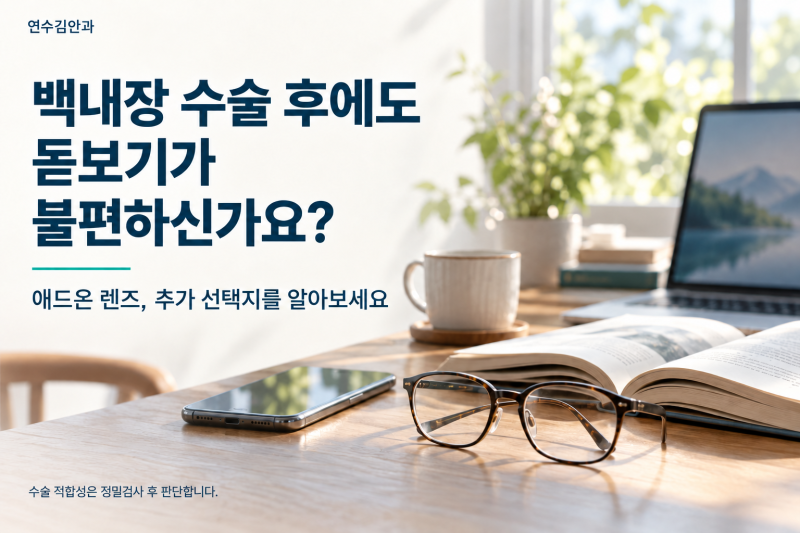 인천안과, 백내장 수술 후에도 돋보기가 불편하다면? 애드온(AddOn) 렌즈 알아보기