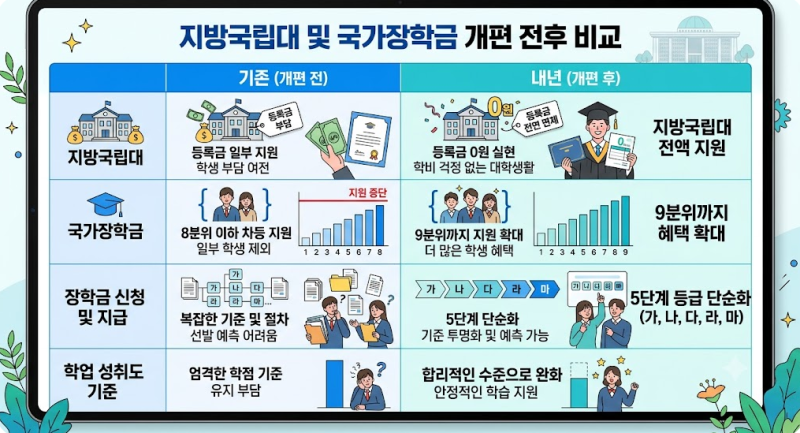 2027년 우리 아이 대학 등록금 고민 끝? 지방국립대 무상교육과 국가장학금 개편 전후 완벽 정....