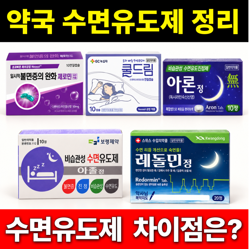 약국 수면유도제 성분 효능 복용법 총정리 제로민 쿨드림 아론정 레돌민정 아졸정