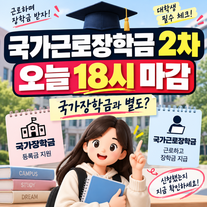 국가근로장학금 2차 오늘 마감, 국가장학금 신청했어도 따로 해야 할까?