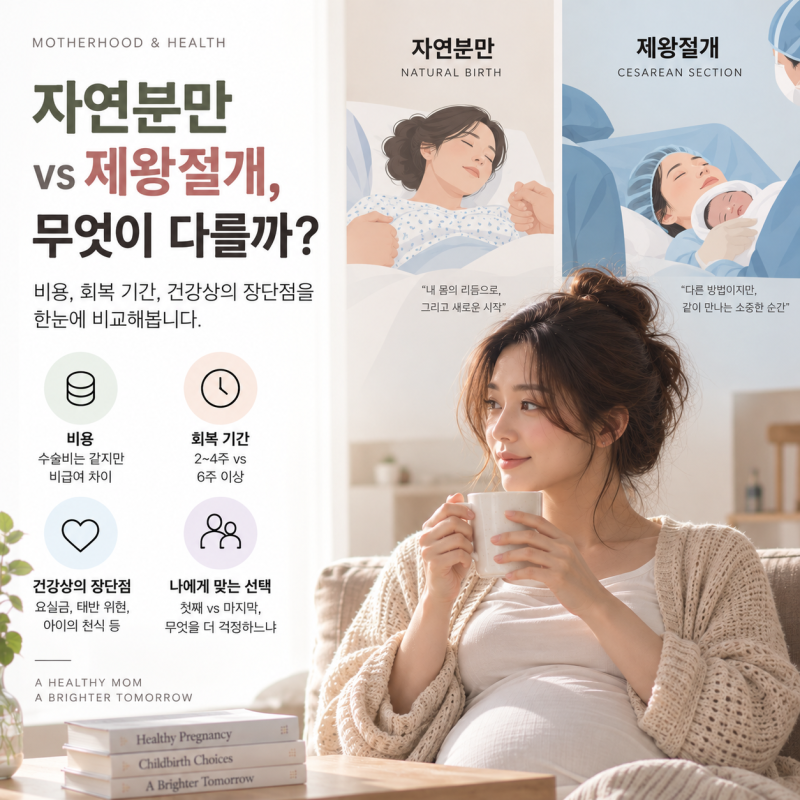 제왕절개 vs 자연분만, 장단점을 숫자로 비교해봤습니다 (2026년 기준)