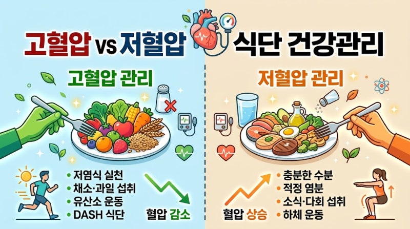 내 혈압엔 어떤 음식을 먹어야 할까? 고혈압 vs 저혈압 맞춤 식단