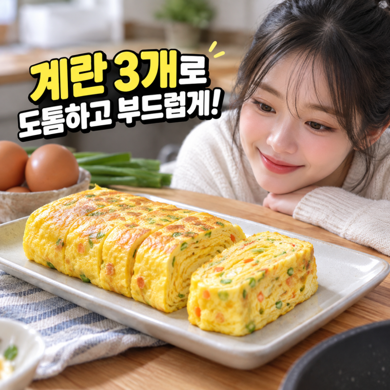 계란말이 레시피 계란 3개로 도톰하고 부드럽게 만드는 방법