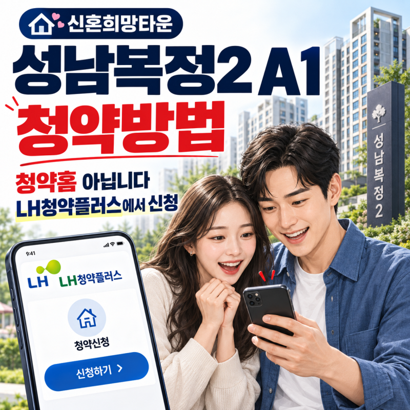 성남복정2 A1 청약, 청약홈에서 찾으면 안 됩니다…LH청약플러스 신청법