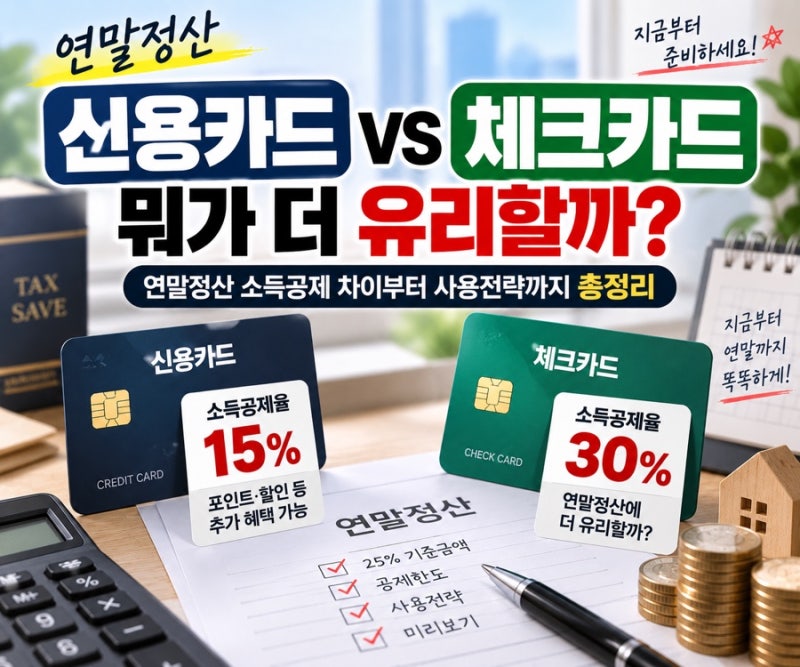연말정산 신용카드 체크카드 소득공제 차이｜연말까지 어떻게 써야 유리할까?