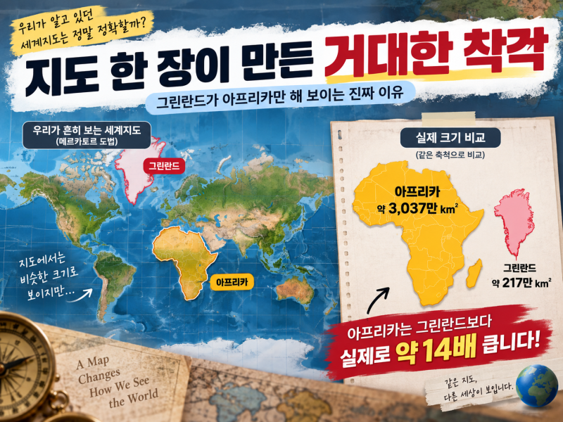 [상식] 지도 한 장이 만든 거대한 착각｜그린란드가 아프리카만 해 보이는 진짜 이유