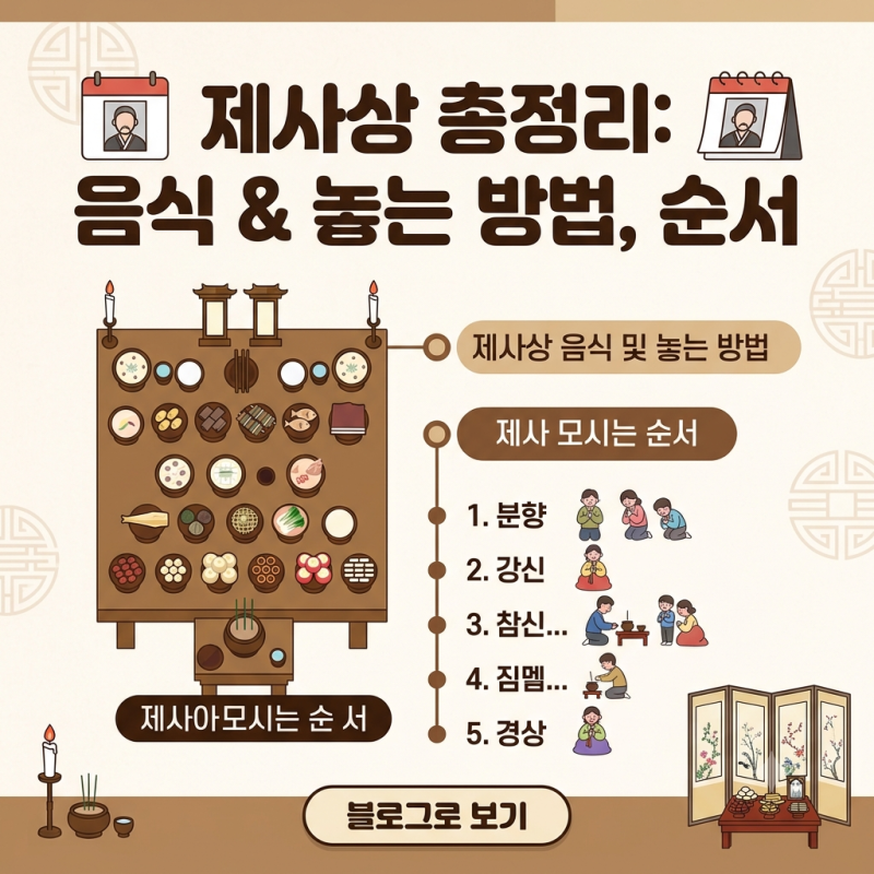 제사상 음식 및 놓는 방법, 제사 모시는 순서 총정리｜제사상 차림 쉽게 알아보기