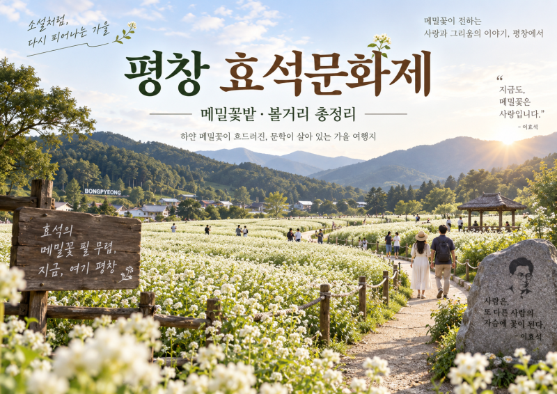 2026 평창 효석문화제 일정·입장료·프로그램 총정리, 봉평 메밀꽃축제 가볼까?