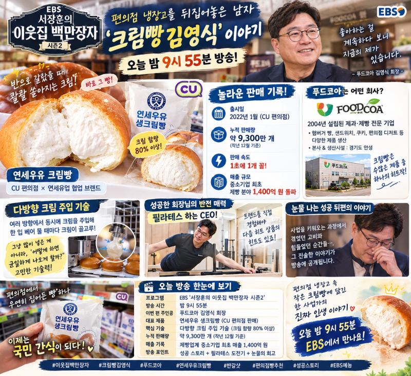 편의점 냉장고를 뒤집어놓은 남자, '크림빵 김영식' 이야기 — EBS '이웃집 백만장자'