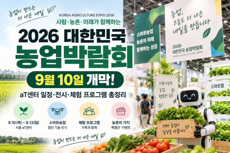 2026 대한민국 농업박람회 9월 10일 개막, aT센터 일정·전시·체험 프로그램 정리