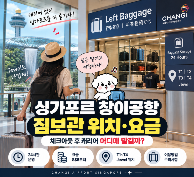 싱가포르 창이공항 짐보관 위치·요금｜체크아웃 후 캐리어 어디에 맡길까?