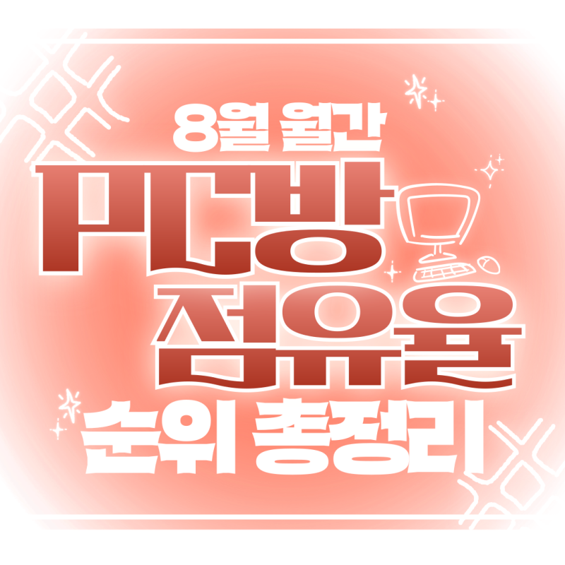 8월 월간 PC방 게임 점유율 순위