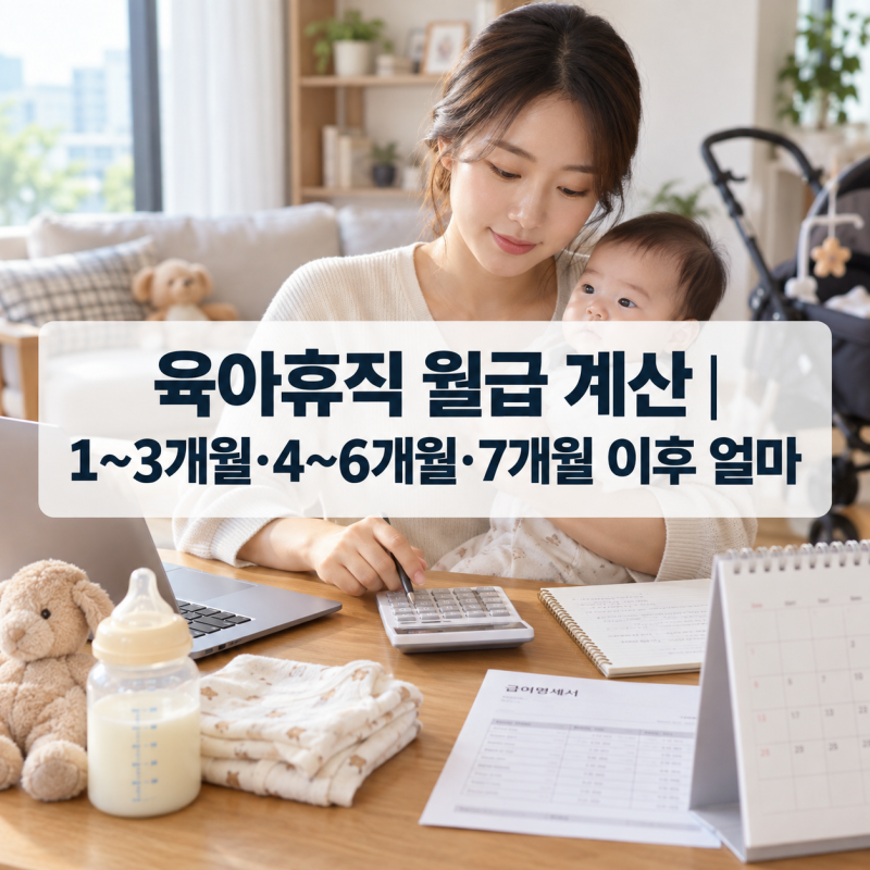 월급 그대로 받는 게 아닙니다｜육아휴직 월급 계산, 1~3개월·4~6개월·7개월 이후 구간별 계....