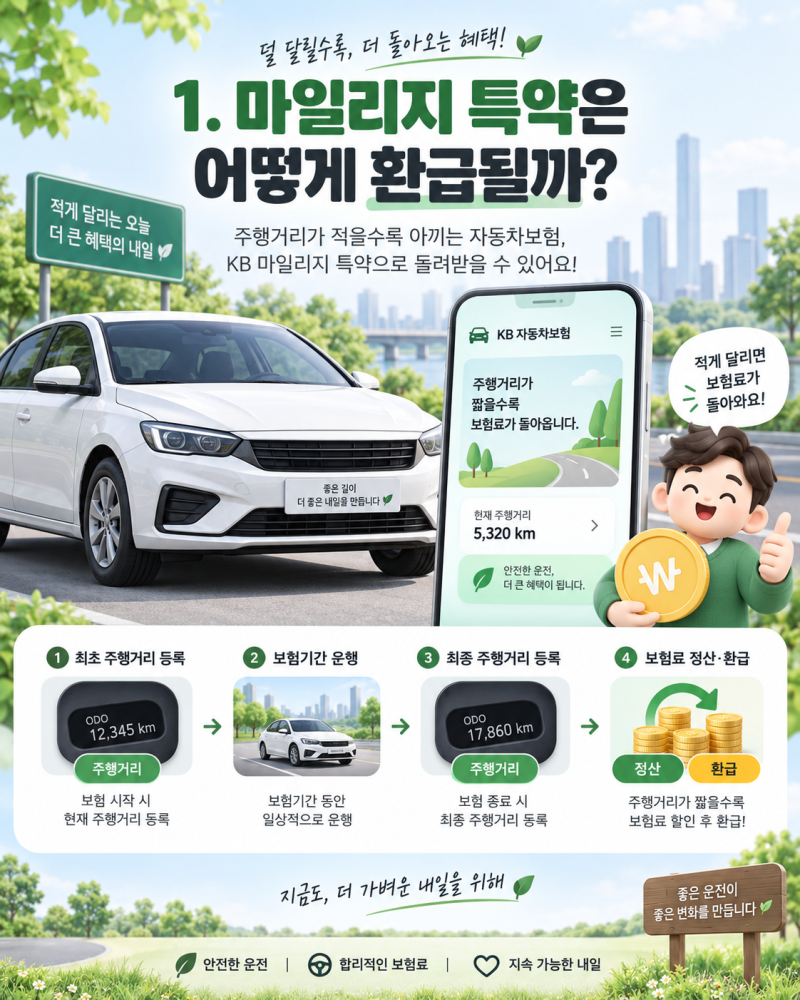 KB 자동차보험 마일리지 환급 주행거리 기준 총정리｜몇 km까지 할인될까?