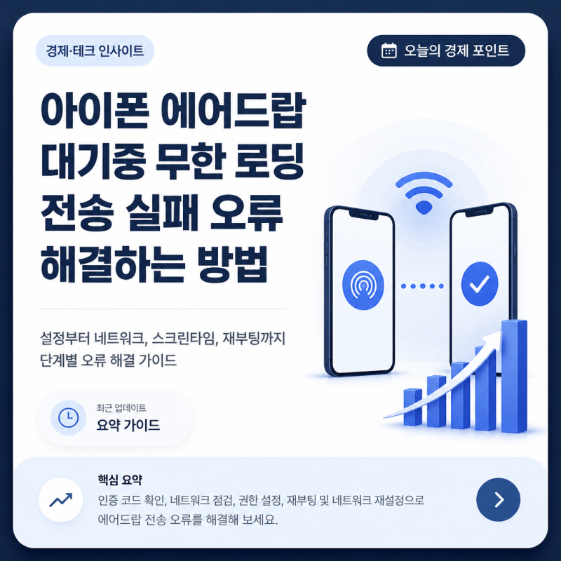 아이폰 에어드랍 대기중 무한 로딩 전송 실패 오류 해결하는 방법