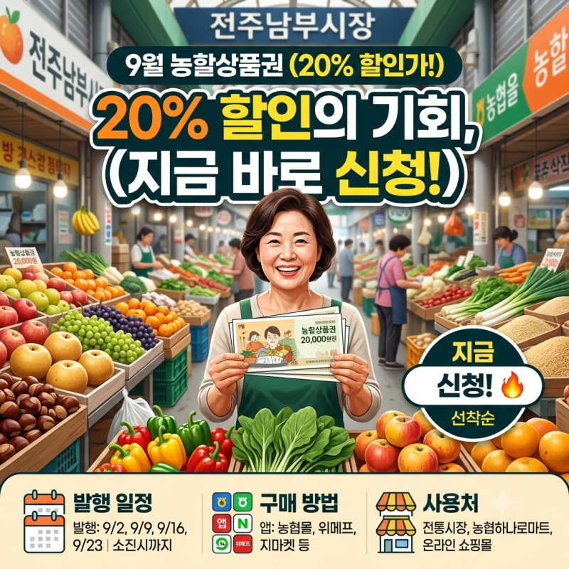 9월 농할상품권 20% 할인, 지금 신청해야 할까? 구매방법·발행일정·사용처 총정리