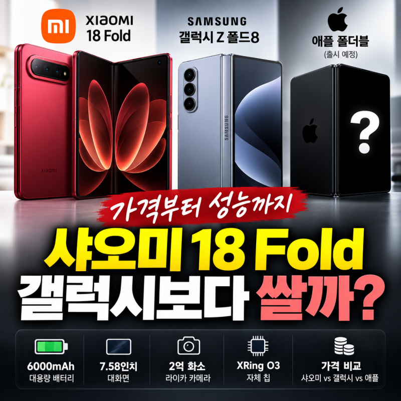 샤오미 18 Fold 가격, 갤럭시 Z 폴드8보다 쌀까? 애플 폴더블까지 비교