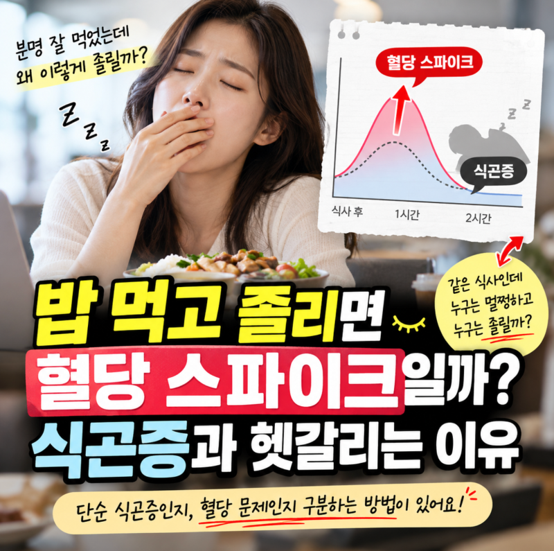밥 먹고 졸리면 혈당 스파이크일까? 식곤증과 헷갈리는 이유