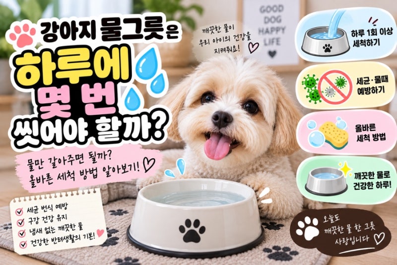 강아지 물그릇은 하루에 몇 번 씻어야 할까? 물만 갈아주면 될까? 올바른 세척 방법 알아보기