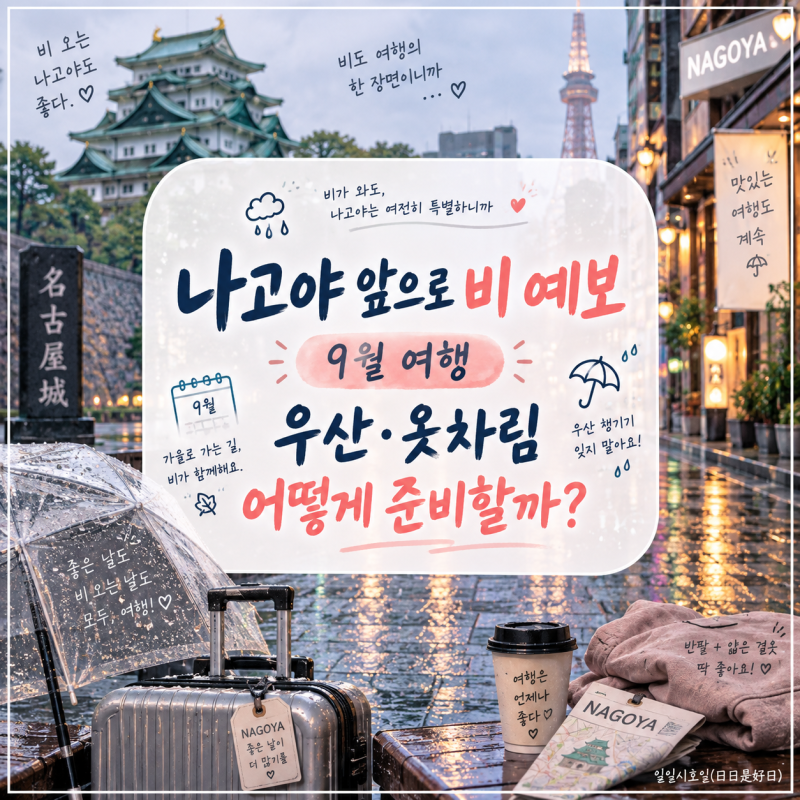 나고야 앞으로 비 예보 | 9월 여행 우산·옷차림 어떻게 준비할까?
