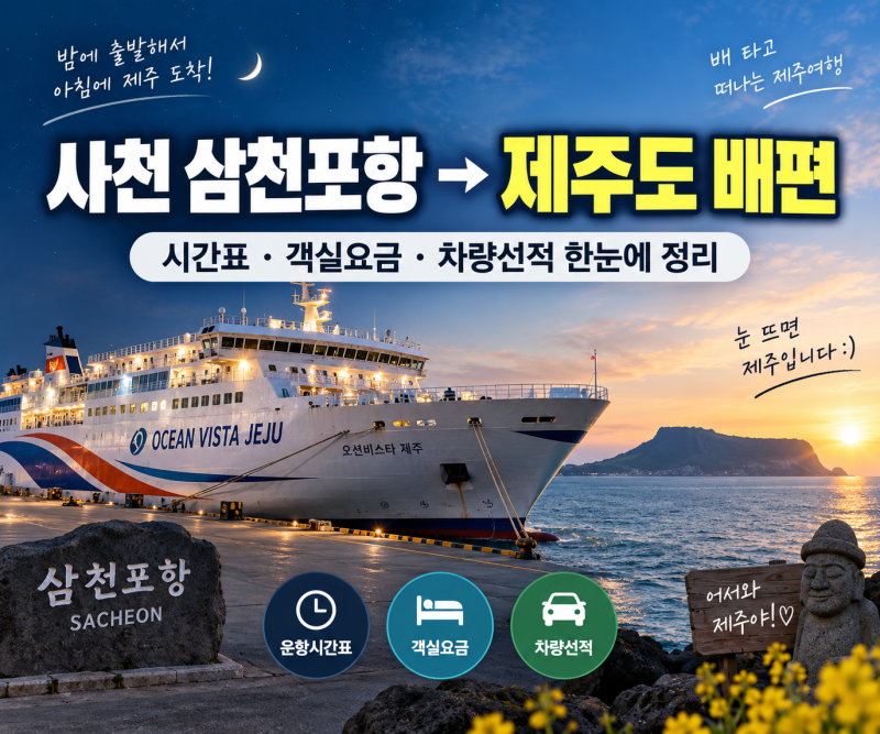 사천 삼천포항 제주도 배편 시간표 차량선적까지 한눈에 정리