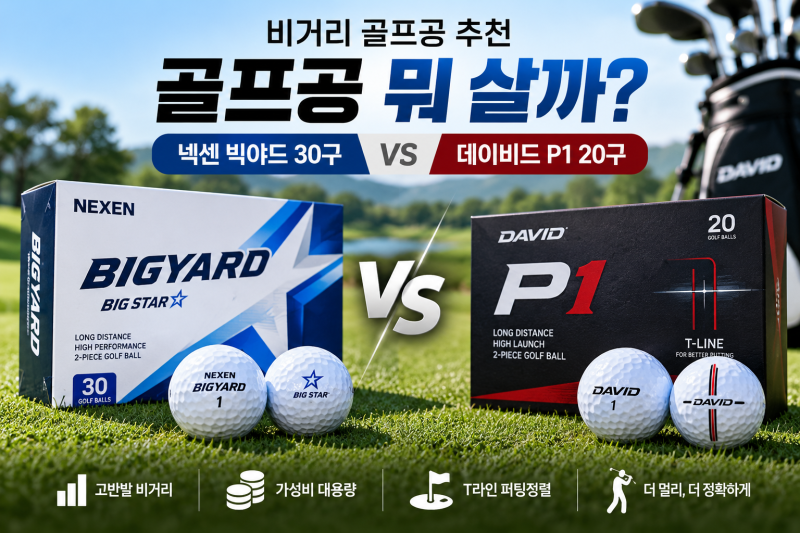고반발 골프공 추천｜넥센 빅야드 30구 vs 데이비드 P1 20구, 비거리 골프공 뭐가 좋을까?
