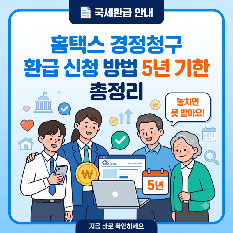 홈택스 경정청구 환급 신청 방법, 2026년 5년 기한 안에 놓치면 안 되는 이유
