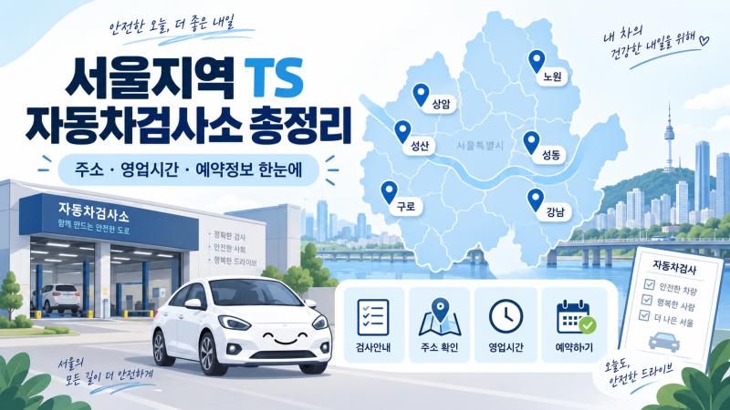 서울지역 TS 자동차검사소 총정리! 주소·영업시간·전화번호·예약방법