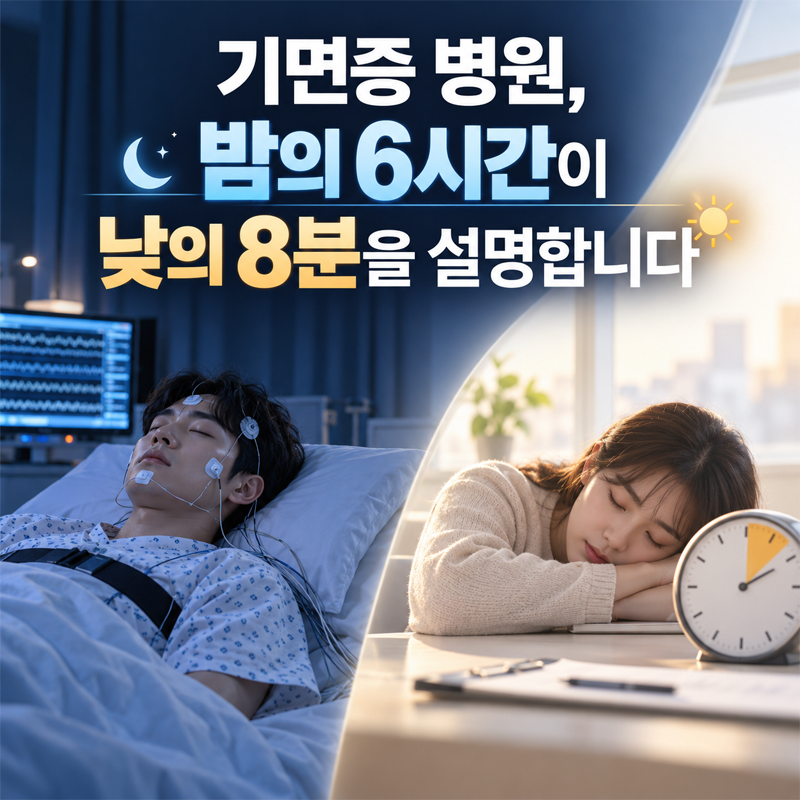 기면증 병원, 밤의 6시간이 낮의 8분을 설명합니다