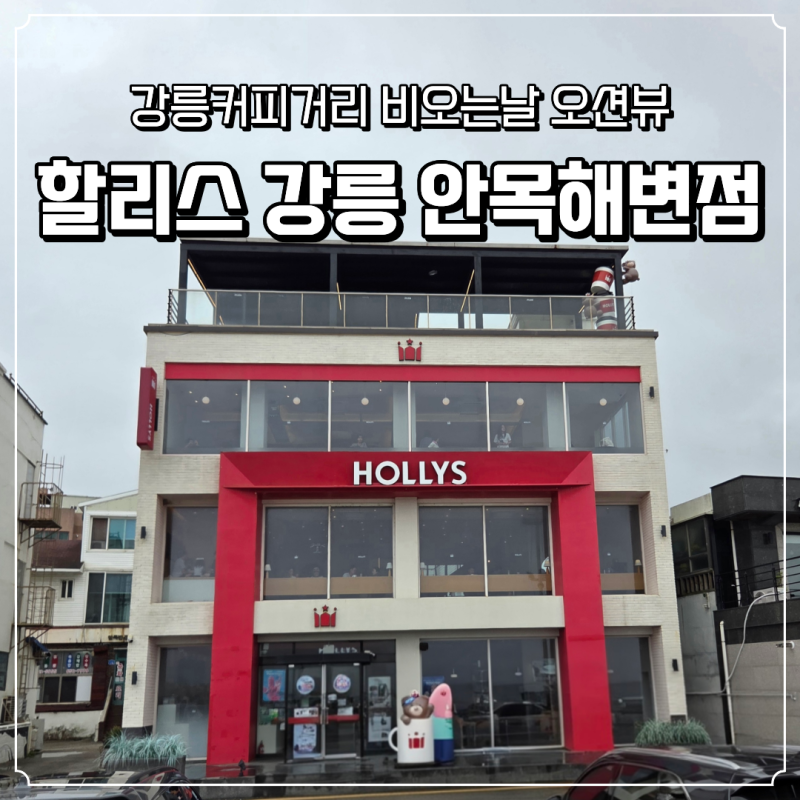 강릉 안목해변 커피거리 오션뷰 잘 보이는 카페, 할리스 강릉안목해변점에서 비오는날 풍경 ....