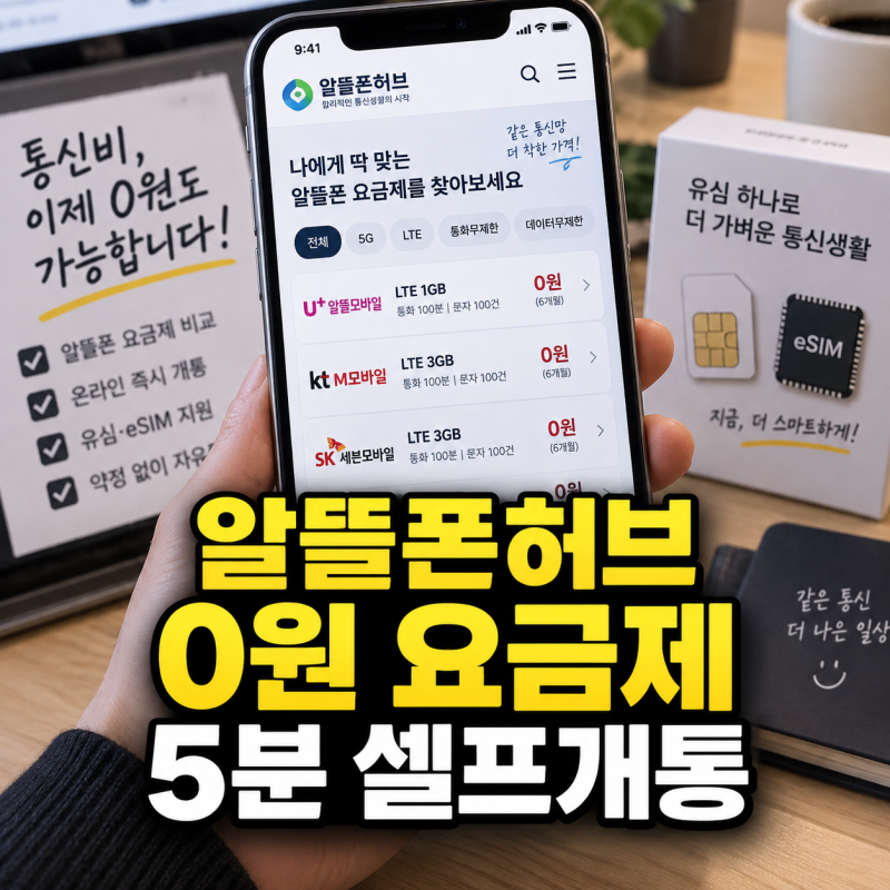 알뜰폰허브 공식 비교로 0원 요금제 찾는 법과 5분 셀프개통