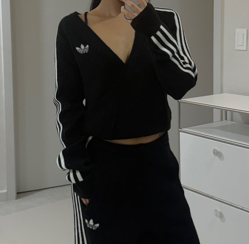 [adidas 아디다스] 제니 콜라보 니트 랩 어라운드 가디건/ 루즈 팬츠 구매 착용 후기