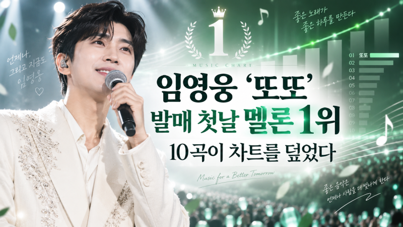 임영웅 ‘또또’ 발매 첫날 멜론 1위, 신곡 10곡이 차트를 덮었다