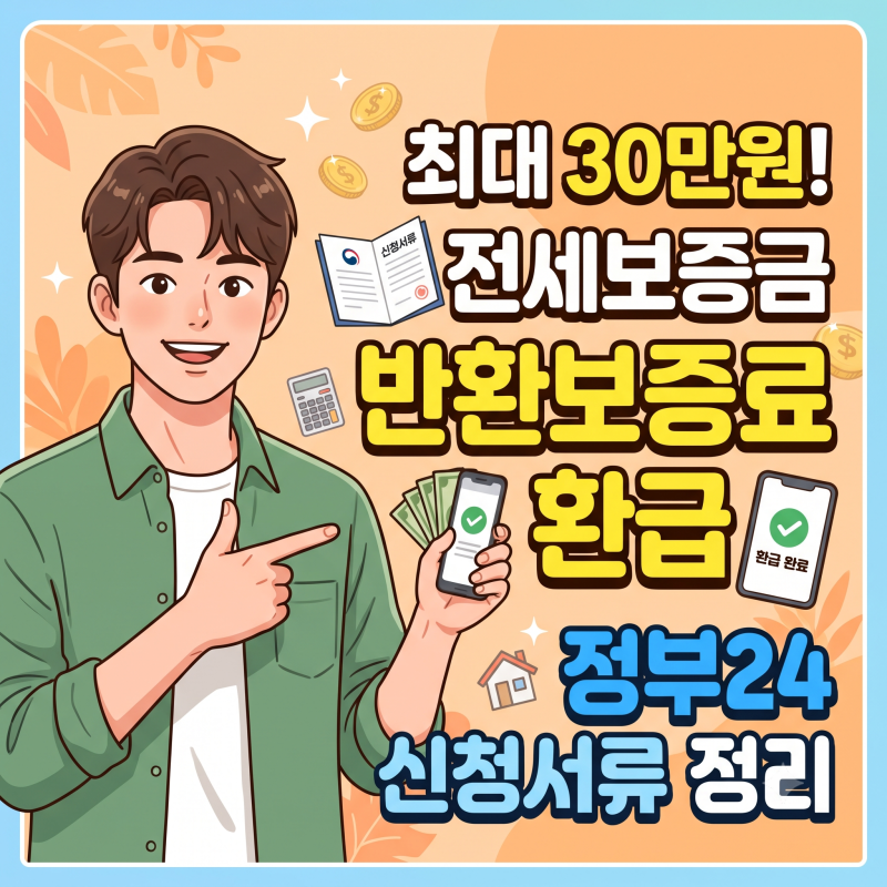 전세보증금 반환보증료 지원금 최대 30만원 환급 후기 및 정부24 신청 서류 정리