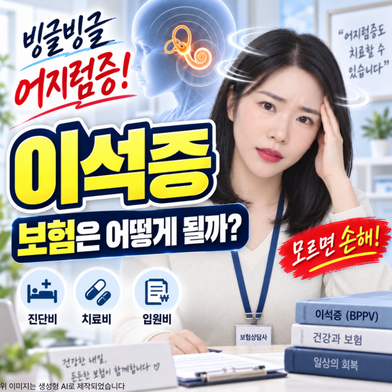 이석증 갑자기 세상이 빙빙 돈다 이석정복술 보험 청구 될까