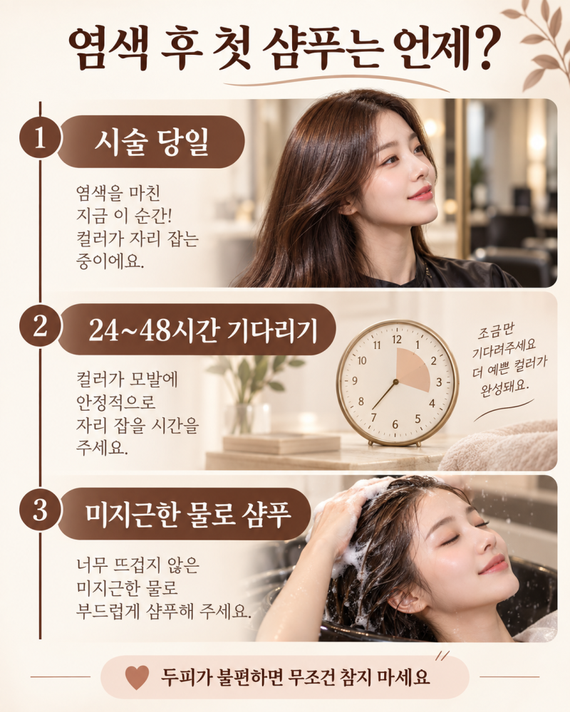 염색 후 샴푸 언제? 머리 감는 시기와 컬러 오래 유지하는 법