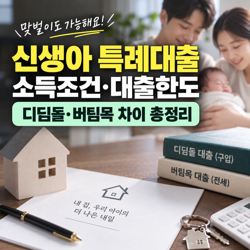 신생아 특례대출 맞벌이 소득조건 한도 계산 디딤돌 버팀목 차이 총정리
